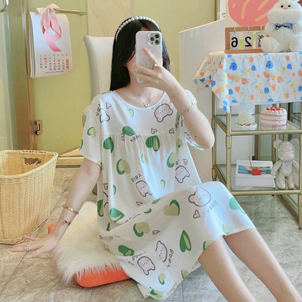 Cotton Silk Nightgown for Women 2026 New Style Casual Short-Sleeved Thin Loose-Fitting High-End Breathable Home Wear That Can Be Worn Outside