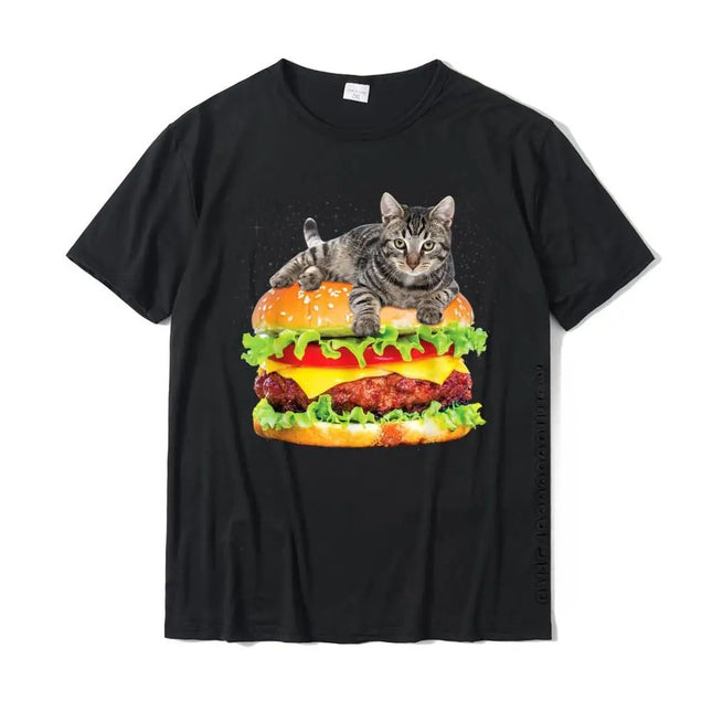 Hamburger Space Cat T-Shirt Funny Kitty Tee Women t Shirt Pr