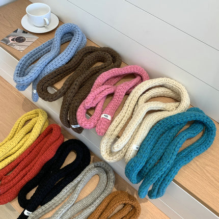 Korean Style Egg Solid Color Soft Narrow Long Knitted Wool Scarf for Women Early Autumn Sausage Small Neck Warmer Versatile Solid Color