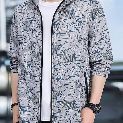 Ice Silk Sun Protection Clothing Men's Thin Breathable Hooded Sun Protection Clothing Foreign Trade Outdoor Sports Fishing Zipper Skin Jacket