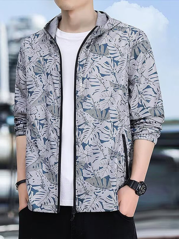 Ice Silk Sun Protection Clothing Men's Thin Breathable Hooded Sun Protection Clothing Foreign Trade Outdoor Sports Fishing Zipper Skin Jacket