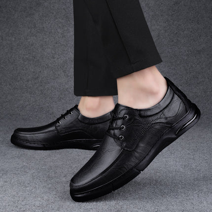 2024 spring new men's casual leather shoes first layer cowhide British lace-up business leather shoes soft leather office leather shoes