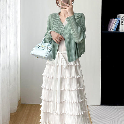 Miyake Elegant Fashion Casual Comfortable Simple Tight Waist Slimming Slim-fit Cake Skirt Women's 2023 Summer New Pleated