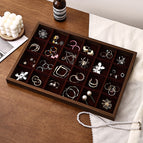 Walnut interior burgundy 24-grid plate