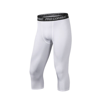 Sports Tights Men's High-Elasticity Quick-Drying 7-Point Pants Basketball Fitness Running Training Compression Leggings Summer