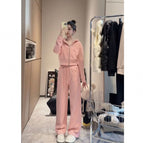Pink (velvet two-piece set) / S