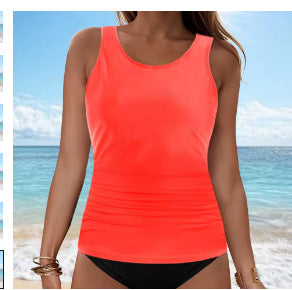 2025 New Cross-Border European and American Solid Color Two-Piece Swimsuit Solid Color Sexy Bikini Beach Hot Spring Swimwear Top