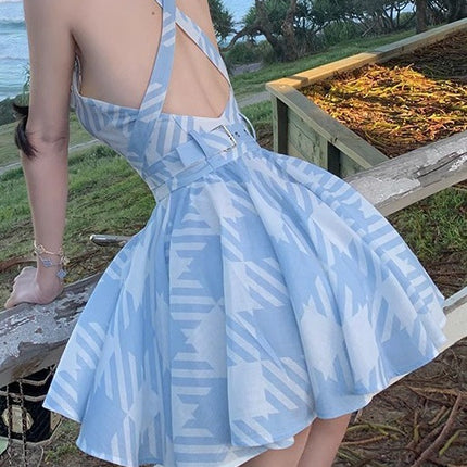 Llan Peninsula Dusk Sexy Backless Cross Design Sling Puffy dress Women's New Arrival