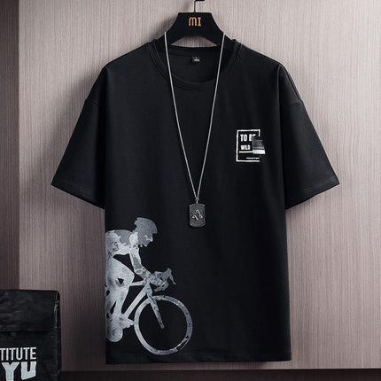 New Quick-drying Ice Silk Gradient suit Men's Short-sleeved T-shirt Summer Casual Shorts Sports Two-piece Handsome Men's Wear