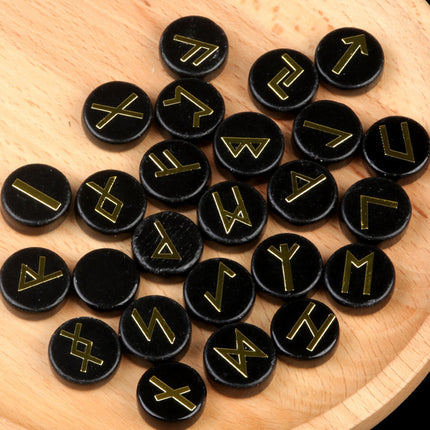 Natural Crystal Agate Rune Letters 25 Pieces Per Pack Disc Set Scandinavian Germanic Stone Jewelry