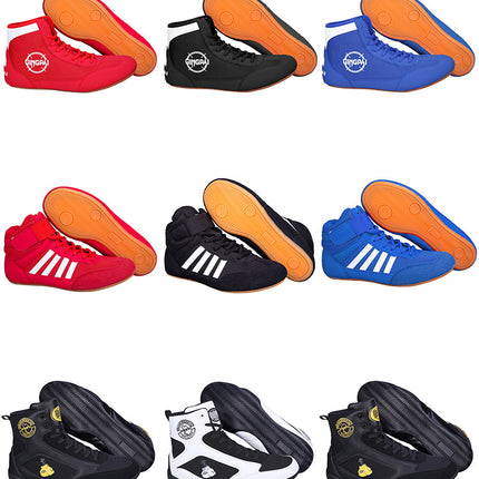 High-top Boxing Shoes Boys and Girls Sanda Fighting Fighting Training Shoes Adult Wrestling Shoes Fitness Weightlifting Martial Arts Shoes