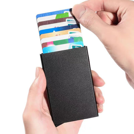 Fashionable and Simple Ultra-Thin Metal Automatic Pop-Up Card Holder for Men and Women Anti-Theft Brush Anti-Degaussing Aluminum Alloy Card Box
