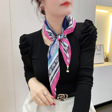 Magnetic buckle summer chiffon breathable sunscreen small square scarf neck scarf women's 2024 new all-match spring and autumn turban