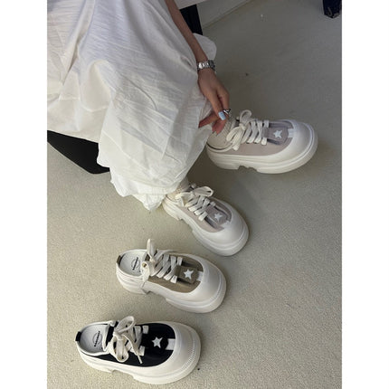 Baixiangni Thick-Soled Toe-Cap Half Slippers for Women 2025 Spring and Summer New Versatile Retro Thick-Soled Lazy Casual Shoes Slippers