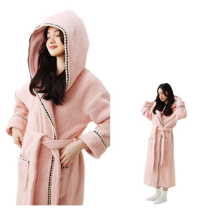 in stock autumn and winter new coral velvet padded beautiful velvet men's and women's nightgown extended bathrobe couple pajamas bathrobe