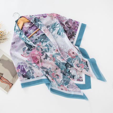 Cross-Border New Product Voile Print 110 Square Scarf Classic Lace Scarf Turban Malaysian Shawl