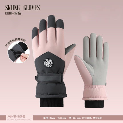 Ski Gloves for Men and Women in Winter, Outdoor Cycling, Windproof, Cold-Proof, Anti-Slip, Touch Screen Gloves, Fleece-Lined, Thickened, Warm Gloves