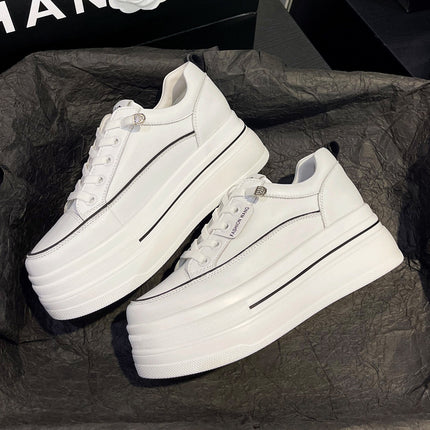 Small Size Women's Shoes 2026 Spring and Summer New Thick-Soled Height-Increasing White Sneakers for Petite Women, Lace-Free White Sneakers, Women's Flats