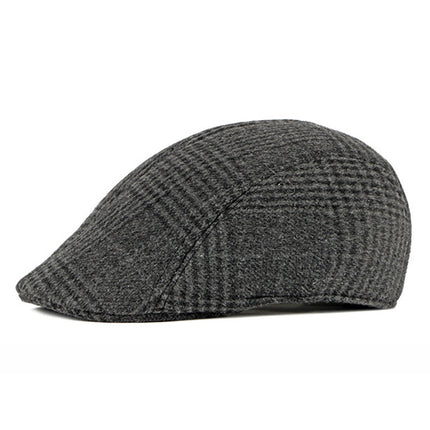 Factory hat wholesale simple Plaid warm full seal woolen beret autumn and winter men's and women's cap forward hat