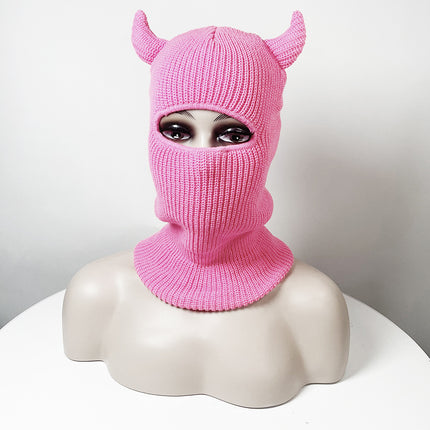 Factory horn single hole headgear hat Halloween play hat cute knitted hat wool hat cross-border wholesale