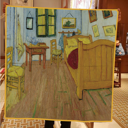 European style 90cm New famous painting Van Gogh oil painting bedroom women's fashion shawl large square scarf scarf picture frame scarf scarf