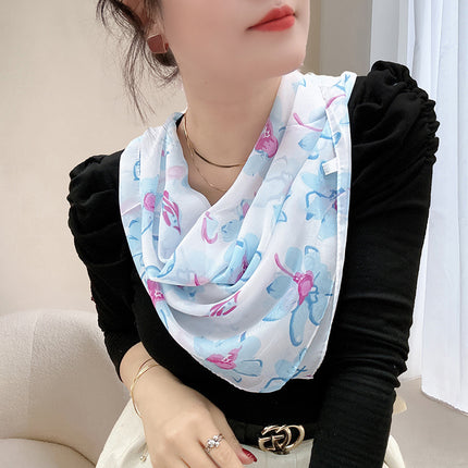Magnetic buckle summer chiffon breathable sunscreen small square scarf neck scarf women's 2024 new all-match spring and autumn turban
