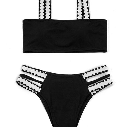 Billion Swimming 2024 New Black and White Bikini Bikini European and American Split suit Swimsuit Women's Bikini Swimsuit Cross-border