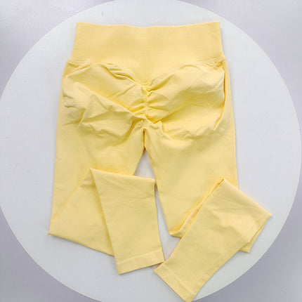 [Butt King] European and American Newly Upgraded Seamless Knitted Mid-Waist Peach Butt Pants Three-Section Waist Fitness Pants