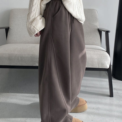 [baby velvet] autumn and winter new fleece-lined thickened banana pants women's embroidered machete pants pants fashion casual pants pants