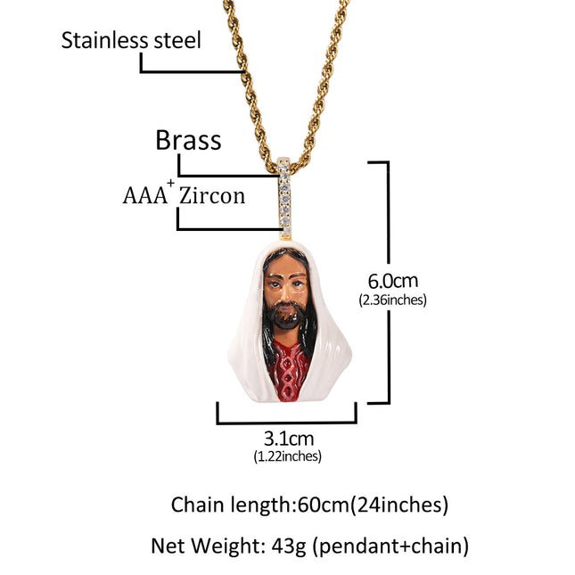 European and American New Products Copper Material Enamel Men's Avatar Personalized Hip-Hop Pendant Necklace Trendy Accessories Jewelry Wholesale
