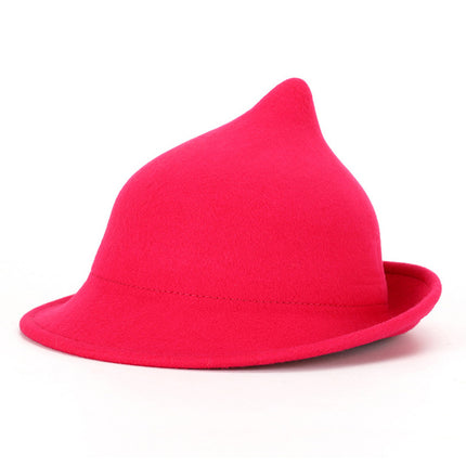 European and American Personalized Magic Hat Pointed Felt Hat Magic Hat Halloween Stage Performance Hat Rolled Edge Wool Witch Hat