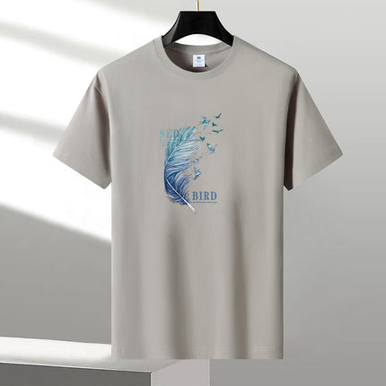 Casual All-match Short-sleeve T-shirt Men's 2025 Summer New Round Neck Pure Half-sleeve Cotton Youth Loose plus size Trendy T-shirt