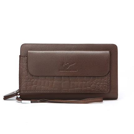 Cross-border new handbag men's business hand bag double zipper large capacity mobile phone bag men's wrist bag foreign trade wholesale