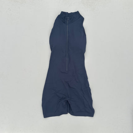 Solid Color Women's Fitness Jumpsuit Shorts with Pleated Back Waist, Hollow-Out, Beautiful Back, Naked Feeling, Soft, Tight-Fitting Zipper Jumpsuit