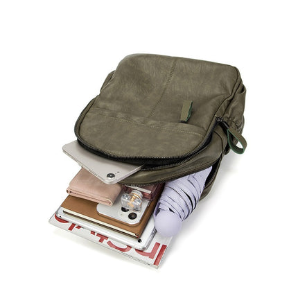 Large Capacity Backpack New Female College Student PU Backpack Korean Style Amazon Sweet Fresh Multi-Pocket Bag