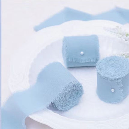 Ins Hand-Torn Raw Edge Ribbon Bouquet Satin Ribbon Ribbon Dried Rose Wedding Flowers Tied Chiffon Lace