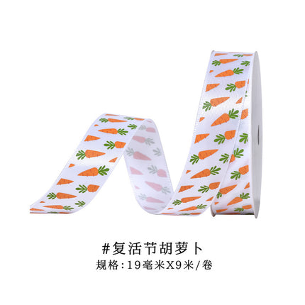 Cross-border Easter Decoration Heat Transfer Flower Ribbon Cartoon Rabbit Egg Ribbon Holiday Gift Gift Box Packaging Belt