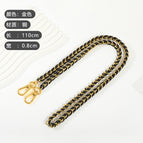Gold chain through leather-black 110cm