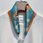 16-Flowers Peacock Blue (Diamond Scarf)