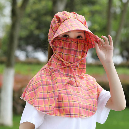 Spring and Summer Sunscreen Mask Neck Protection Integrated Hat Women's Sunshade Hat Outdoor Tea Picking Work Face Covering UV Protection
