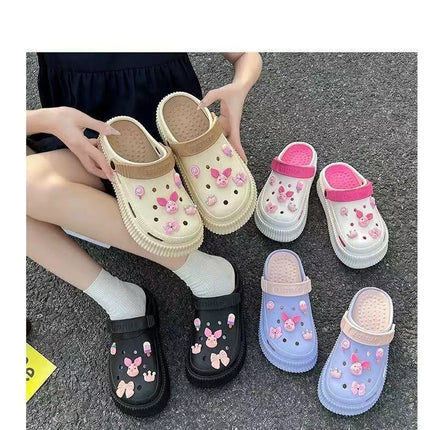 Girls Cartoon Cave Shoes with Removable Outer Pad All-Match Non-Slip Fashionable Heightened Harajuku Style Sandals
