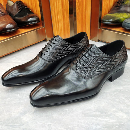 Men's Brogue Carved Leather Shoes Cross-Border Size 47 Oxford Shoes Business Formal British Style Pointed Leather Shoes Trend
