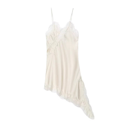 Cross-Border Women's Clothing Wholesale 2025 Summer New European and American Style Suspender Lace Irregular Hem Dress