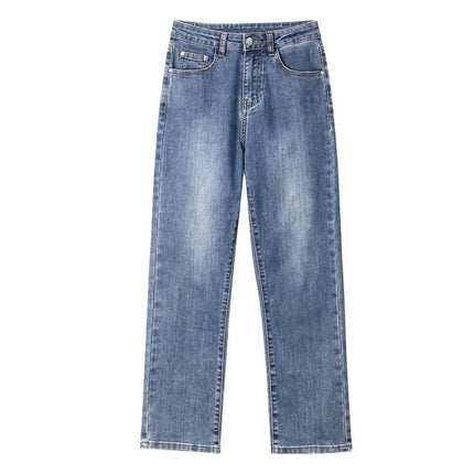 Straight-Leg Jeans Women's Summer Thin New High Waist Slim-Fit Slim-Fit Narrow Version Cropped Small Men's Washed Smoke Tube Pants