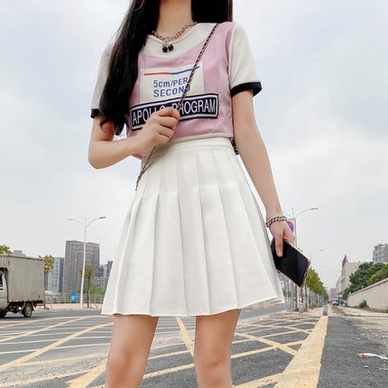 White jk pleated skirt spring and autumn preppy style high waist A- line skirt slimming versatile skirt women's gray short skirt
