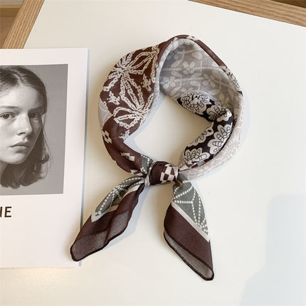 Autumn Maillard Wine Red Artistic Retro Small Square Decorative Scarf Cotton Linen Breathable Waist Flower Hair Belt