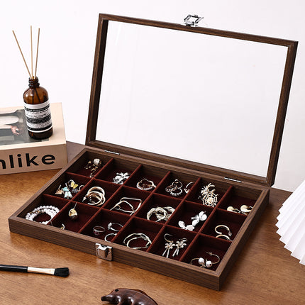 Walnut Jewelry Storage Box Ring Earrings Necklace Bracelet Box Solid Wood Large Capacity Anti-Oxidation Jewelry Display Box