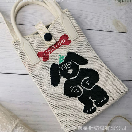 Girl's Heart-Shaped Knitted Crossbody Bag