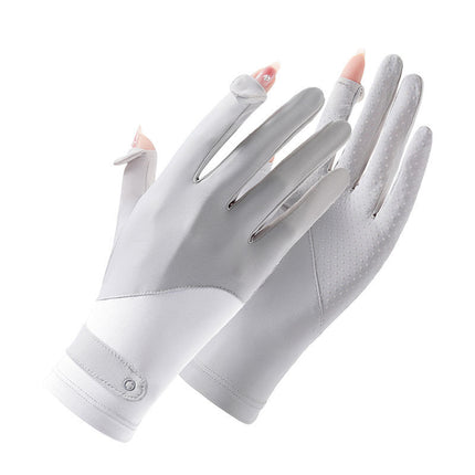 Sunscreen Gloves Women's Summer Ice Silk UV-resistant Breathable Non-slip Thin Riding Outdoor Electric Car Gloves