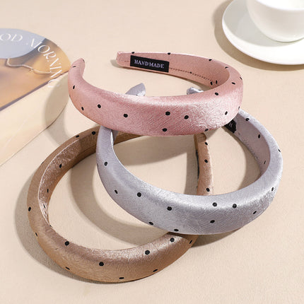 Sweet Polka Dot Series Hairpin Headband Women's New Headband High Crown High-End Satin Hair Press Face Wash Hair Bundle
